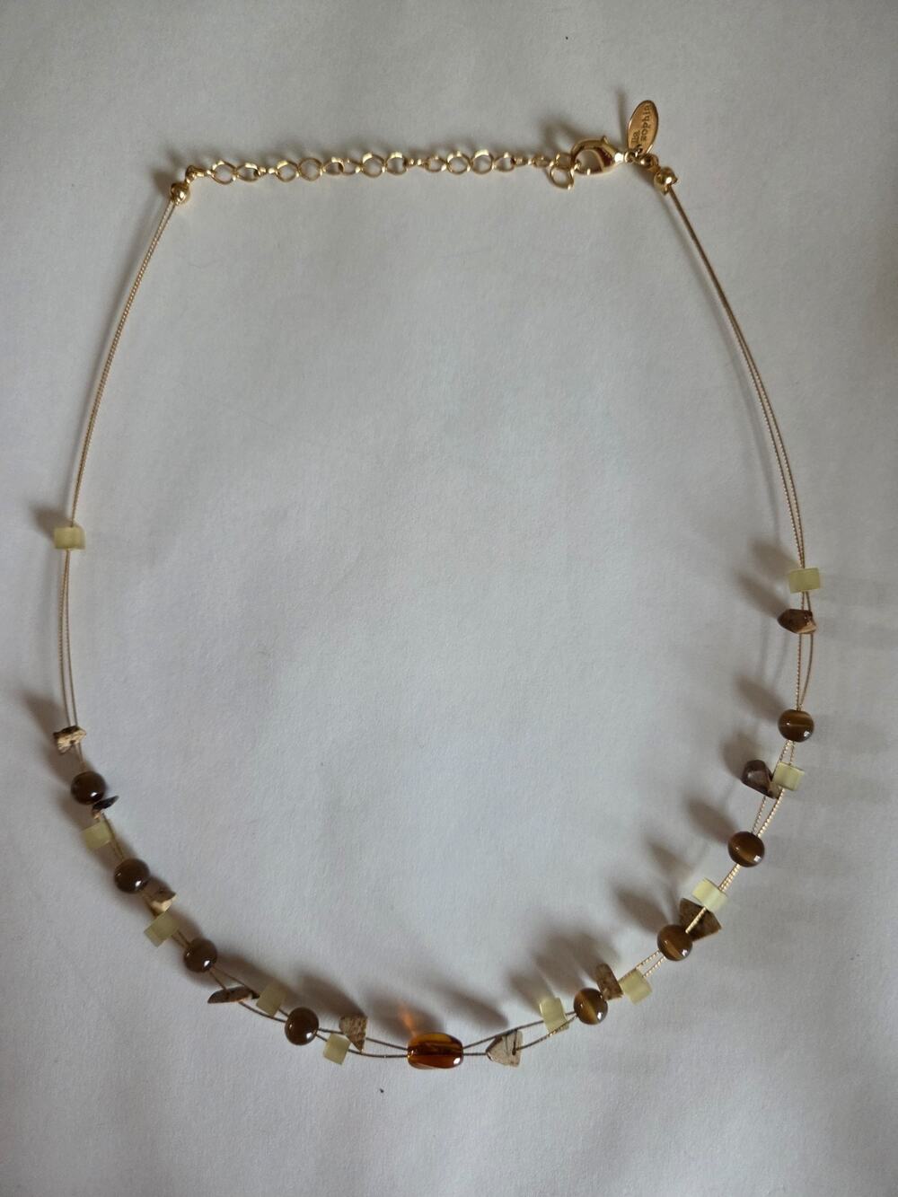 Lia Sophia Brown Cream Beaded Multi-Strand Adjustable Necklace #LS1